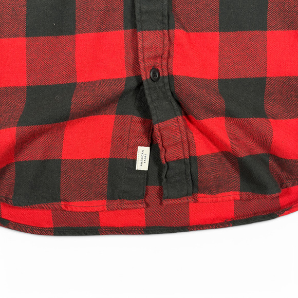 American Eagle Shirt Adult MEDIUM Red Black Buffalo Plaid Flannel Lumberjack - Picture 6 of 11